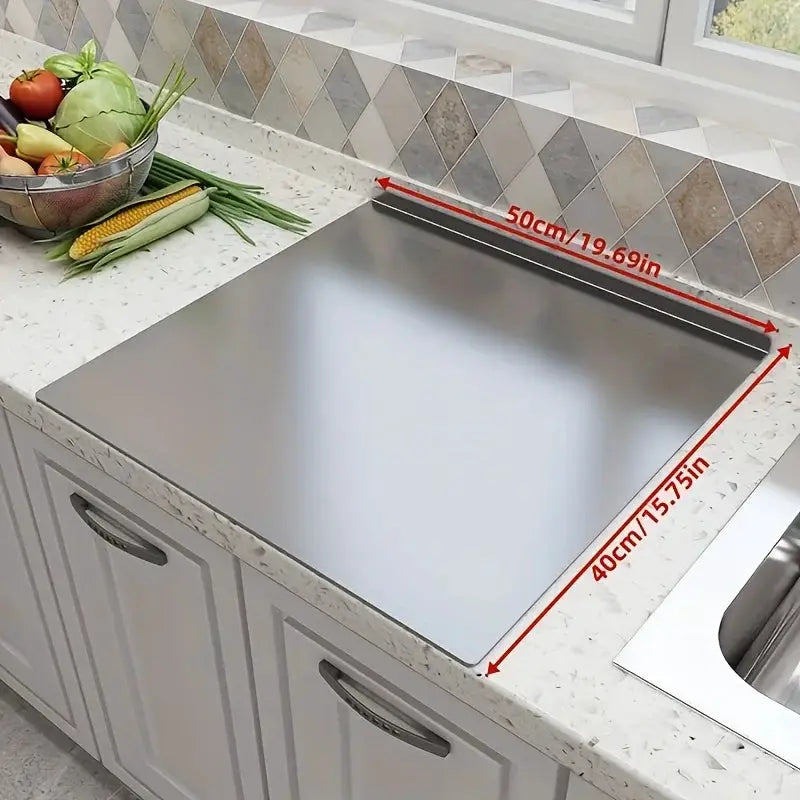 Stainless Steel Cutting Board Heavy Duty Non Slip For Meat Vegetables And Baking Easy Clean With Safety Lip