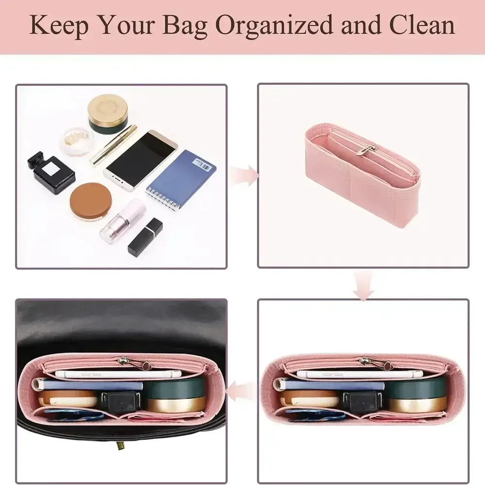 Longchamp Mini Tote Bag Organizer With Custom Fit Inner Liner To Keep Bags Structured And Organized