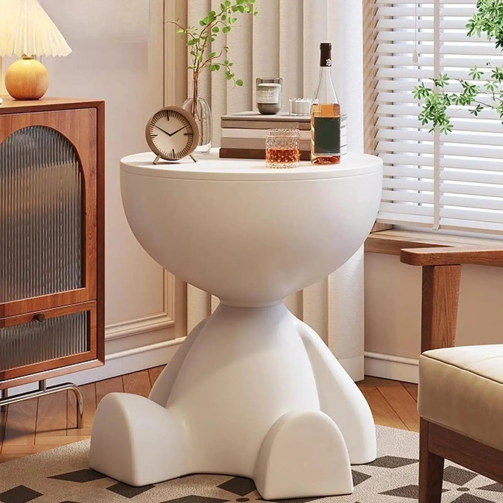 Bear Shaped End Table With Flat Head Figurine Movable Mini Side Table For Living Room Bedroom Balcony Small Apartment