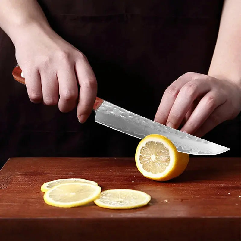 Damascus Steel Paring Knife With Wooden Handle For Precise Slicing Of Meat Vegetables Fruits Kitchen Knife