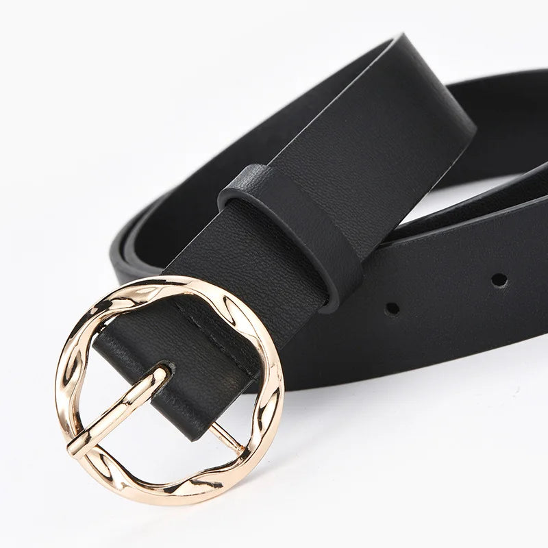VividModa Leopard Snake Zebra Snakeskin Belt With Golden Circle Pin Buckle For Dresses Jeans And Suits
