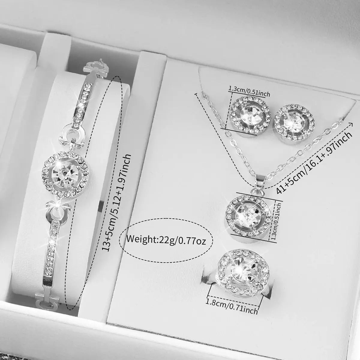 6-piece Simples Market women's quartz watch and jewelry set with silver-tone stainless steel band and crystal accents