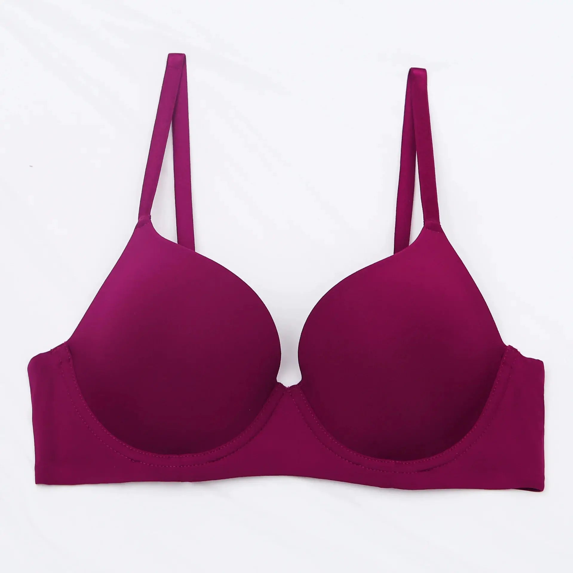 Plus-size seamless push-up bra by Simples Market in magenta