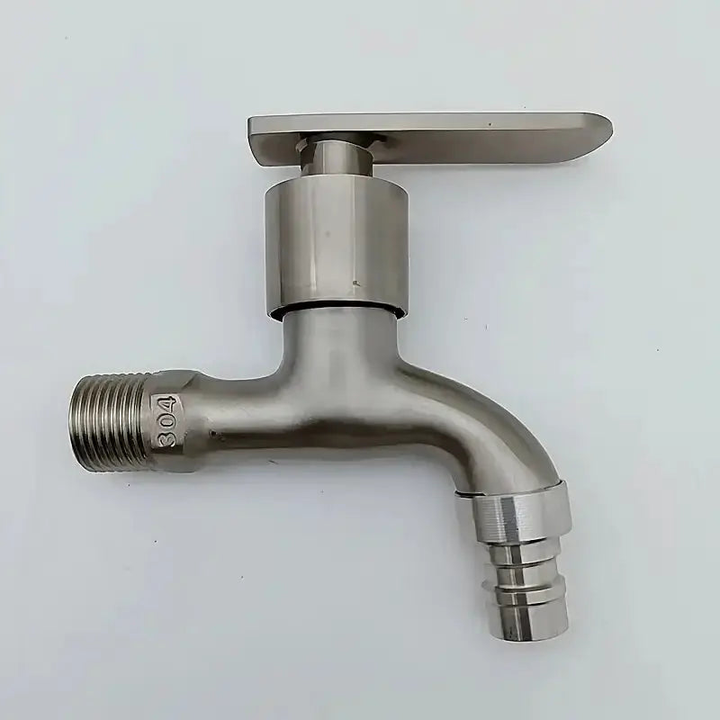 Simples Market stainless steel dual outlet bathroom faucet with lever handle and curved spout