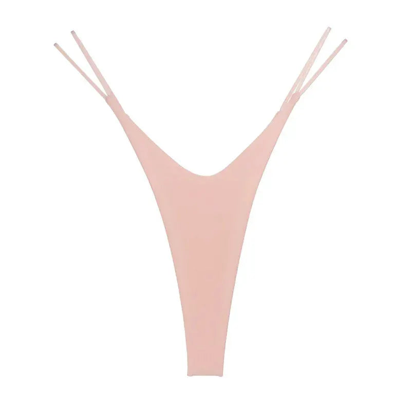 Thong by Simples Market, pink cotton seamless G-string with high-cut design and double side straps