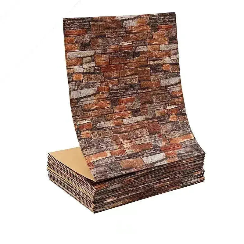 3D self-adhesive brick wallpaper, brown and gray brick pattern, waterproof, 70cm wide, bundle of sheets