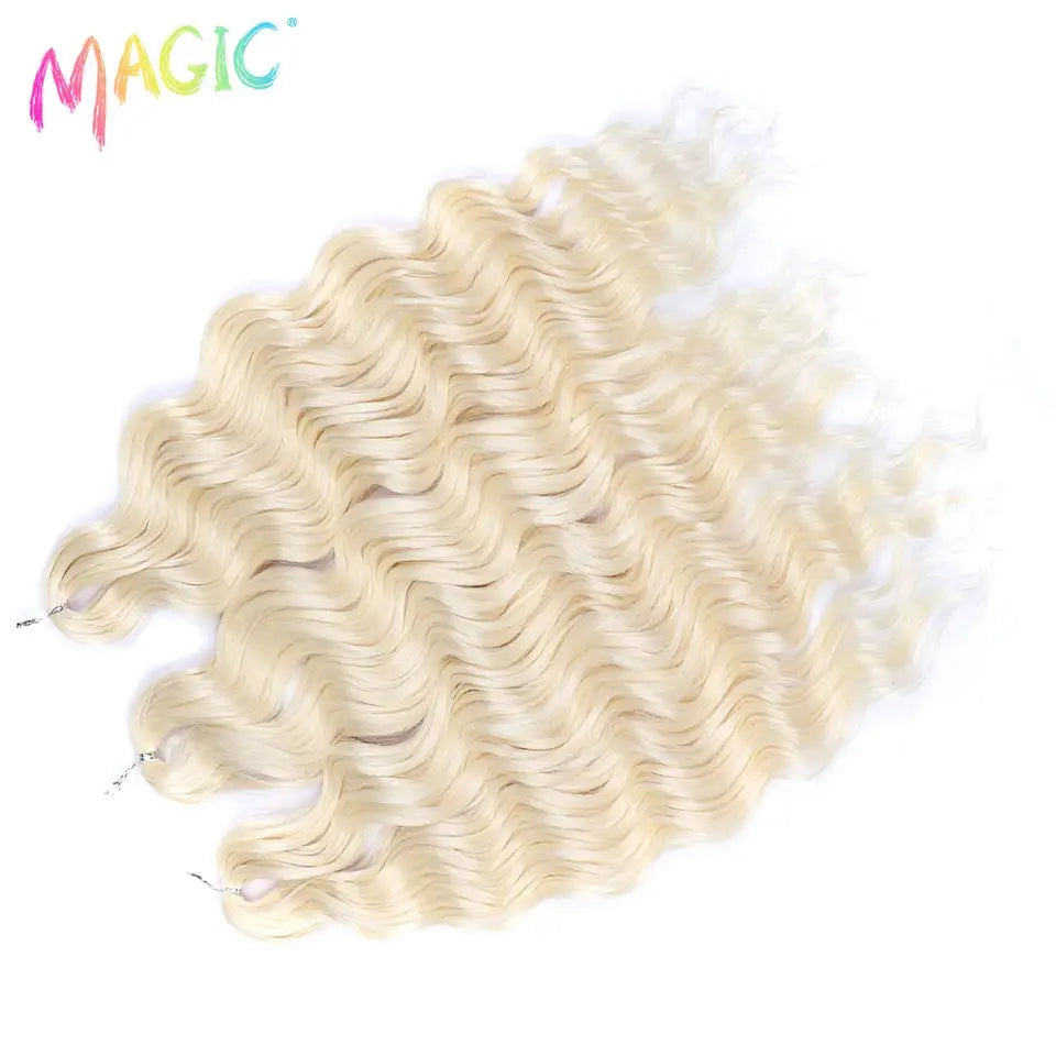 Anna 24in water-wave synthetic braiding hair extensions, ombre blonde, three bundles