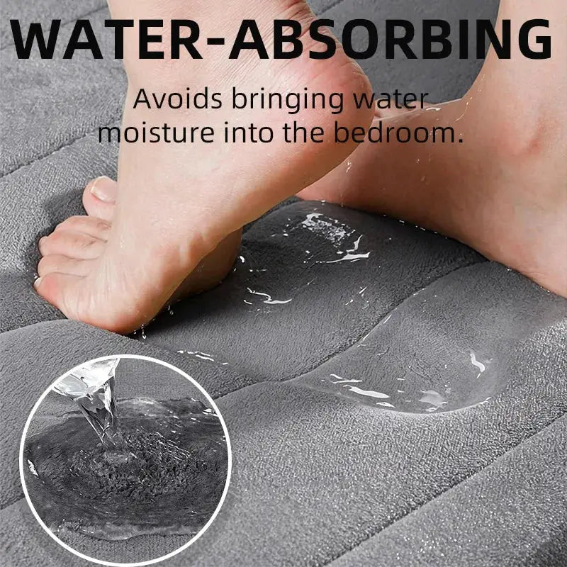Simples Market bathroom coral velvet anti-skid mat, gray, water-absorbing, machine washable.