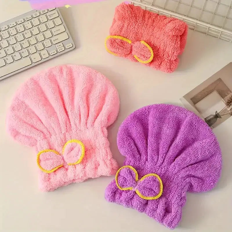 Quick Drying Hair Cap For Women Bowtie Bathing Hat Microfiber Superfiber Shower Cap For Spa And Bathroom