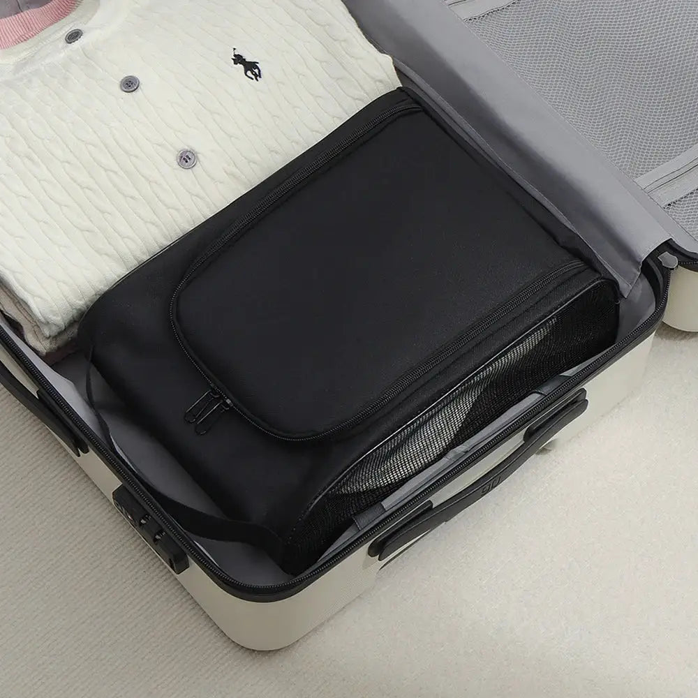 Black Oxford Cloth Travel Shoe Storage Bag For Basketball And Football Cleats And Slippers Portable Organizer