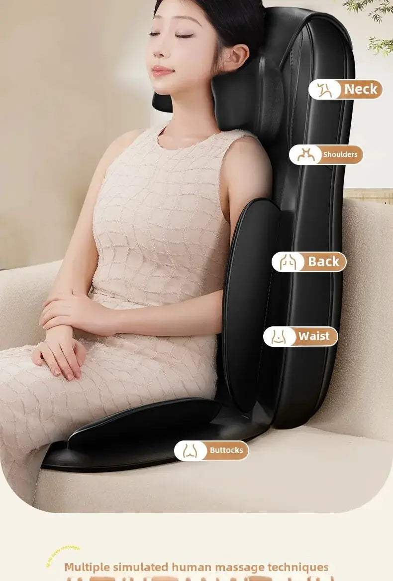 Simples Market upgrade electric full-body massage chair cushion in black leather with neck, back, waist and leg shiatsu.