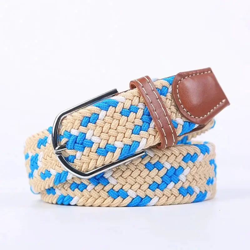 UrbanFlex Unisex Knitted Pin Buckle Belt Elastic Braided Canvas Stretch For Comfortable Jeans Wear
