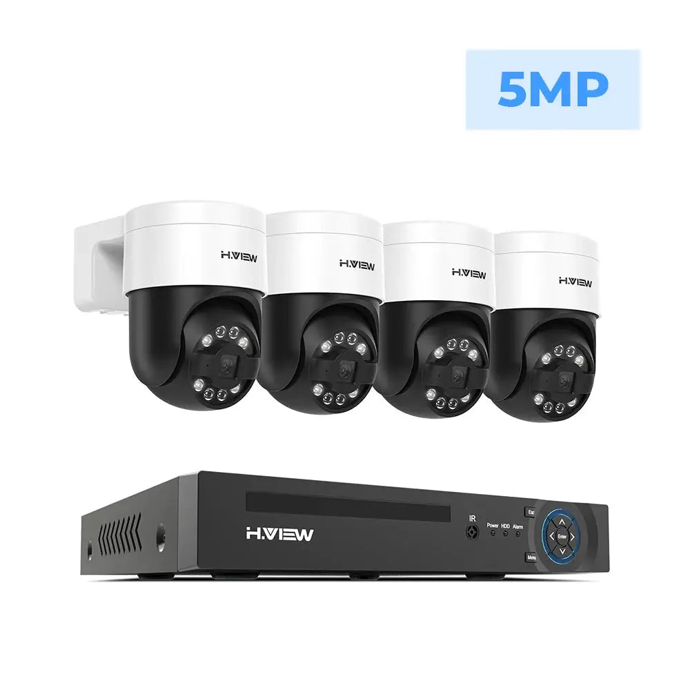 H.VIEW 4-camera CCTV security system with 5MP outdoor cameras and an NVR kit by Simples Market