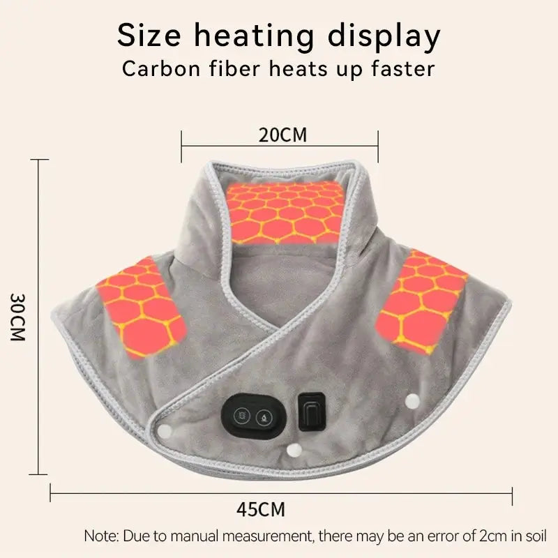 Simples Market electric heating shoulder neck pad cervical wrap with 3 heat levels, gray and orange honeycomb panels