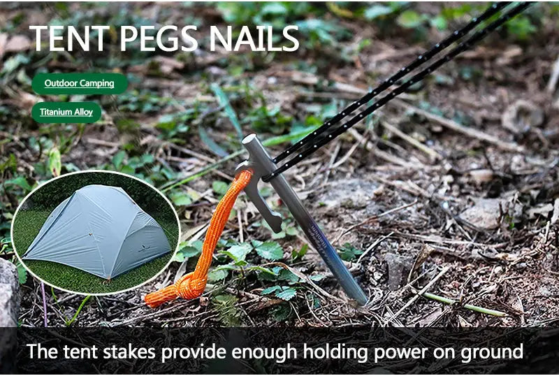 Boundless Voyage 6pcs heavy-duty titanium alloy tent pegs by Simples Market for outdoor camping