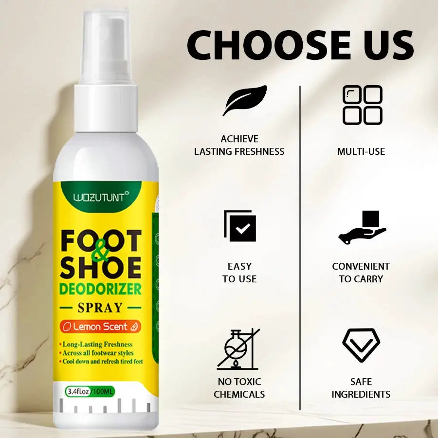 100ml Foot And Shoe Deodorizer Spray Lemon Scent Antibacterial Odor Neutralizer For Shoes And Feet