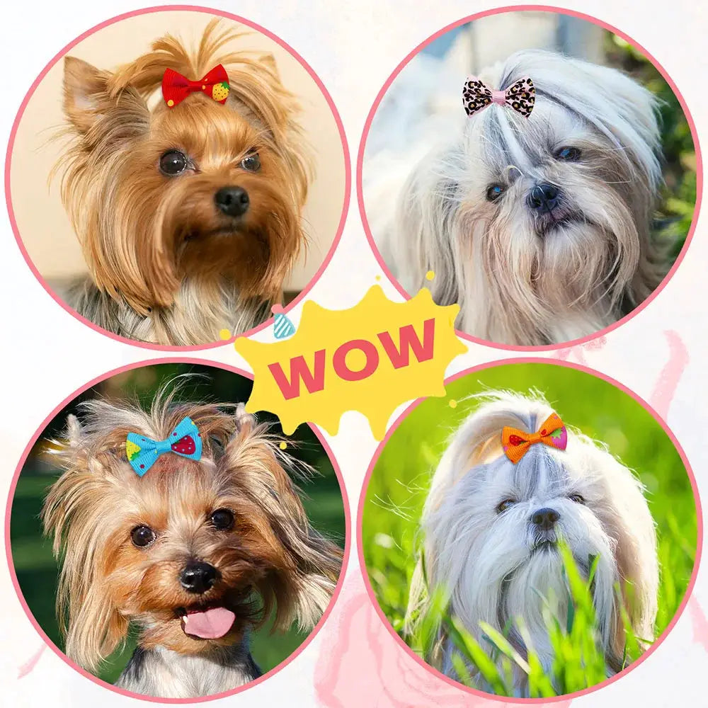 30 Pcs Dog Bows With Rubber Band Hair Accessories Handmade Movable Puppy Bows For Dogs And Cats Cute Pet Accessories