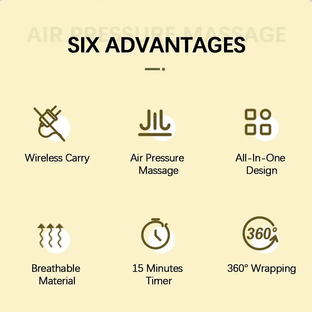 Eletric Air Pressure Calf Massager by Simples Market with wireless carry and 360° wrapping.