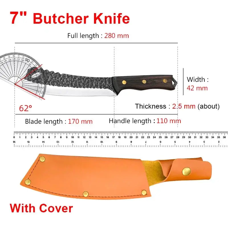 Handmade Kitchen Knife With Stainless Steel Blade And Wood Handle Chef Knife For Meat Slicing Fruit And Vegetable