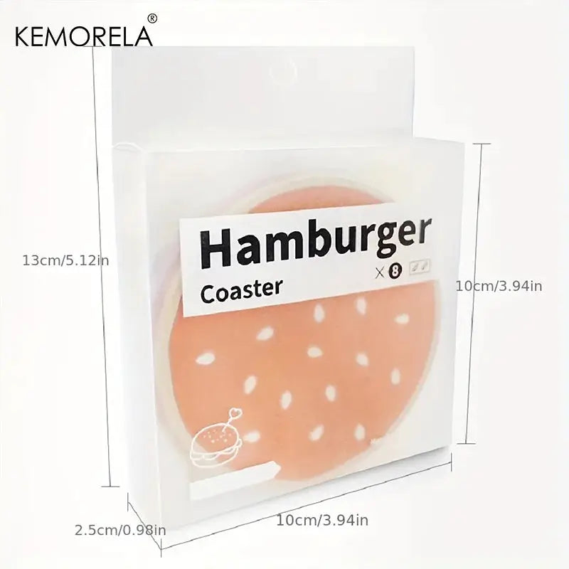 8 Pieces Burger Shape Coasters Set Silicone Cup Mats Insulation Pads Mug Holders for Kitchen Bar Decor