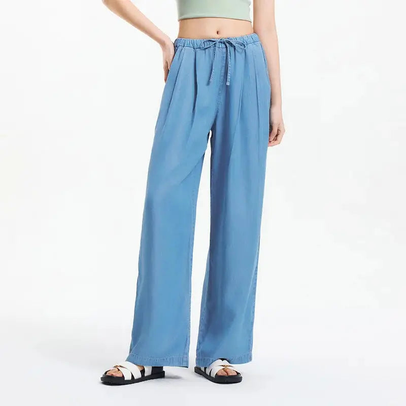 Semir Elastic Waist Denim Pants Women Draped Fit Wide Leg Trousers