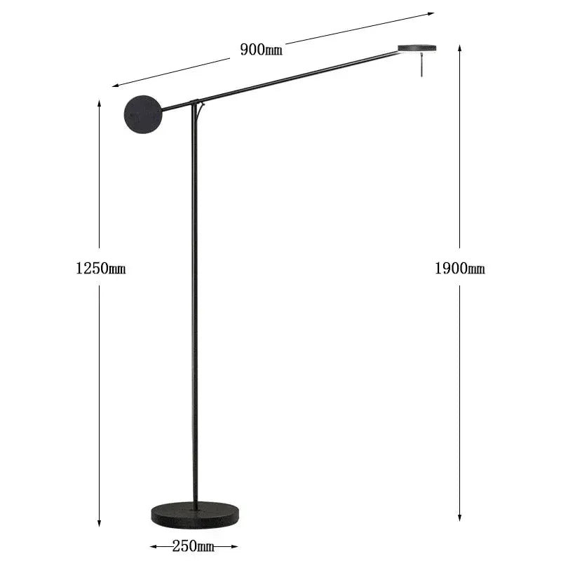Creative Led Chandelier Black Lustre floor lamp with adjustable long-arc arm for indoor living spaces