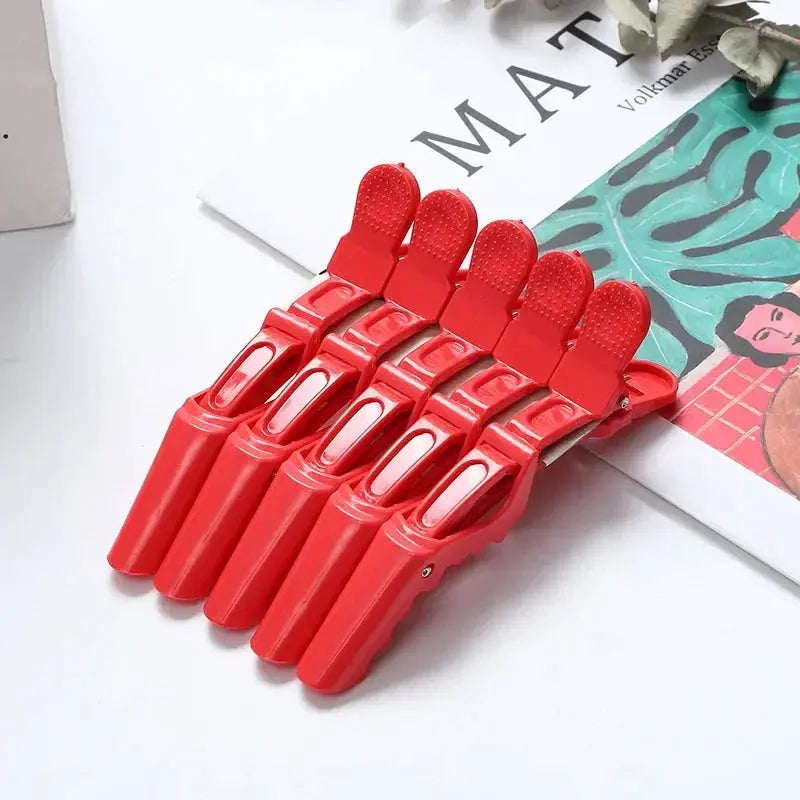 SalonPro 5 Pack Alligator Hair Clips Set With Double Hinged Clamps And Two Springs For Secure All Day Salon Styling