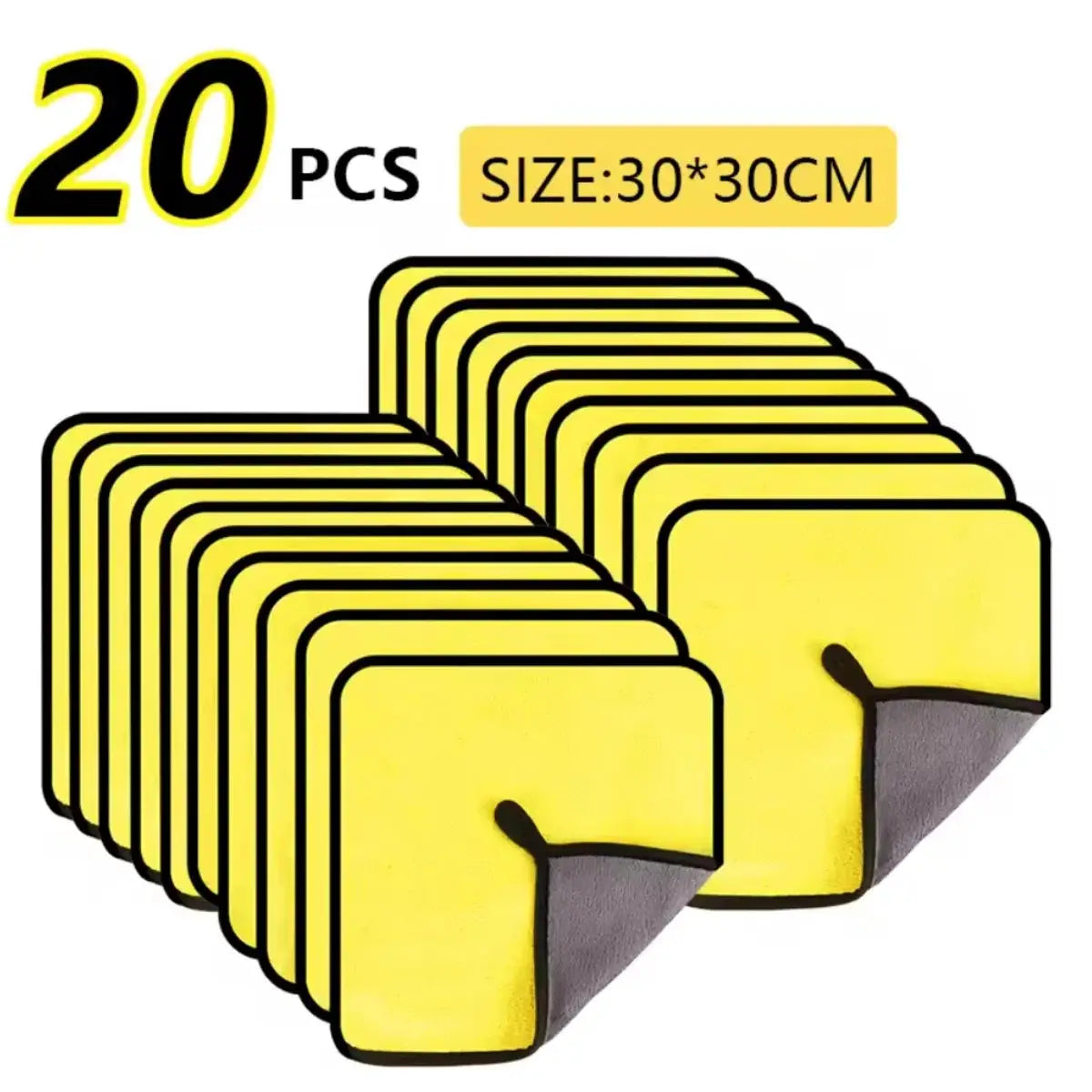 Car microfiber towel set, 20-piece, yellow, 30x30 cm, Simples Market