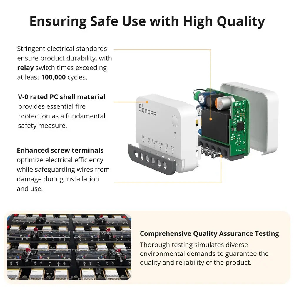SONOFF ZBMINIR2 Extreme Zigbee Smart Switch with detachable relay, white housing and exposed PCB