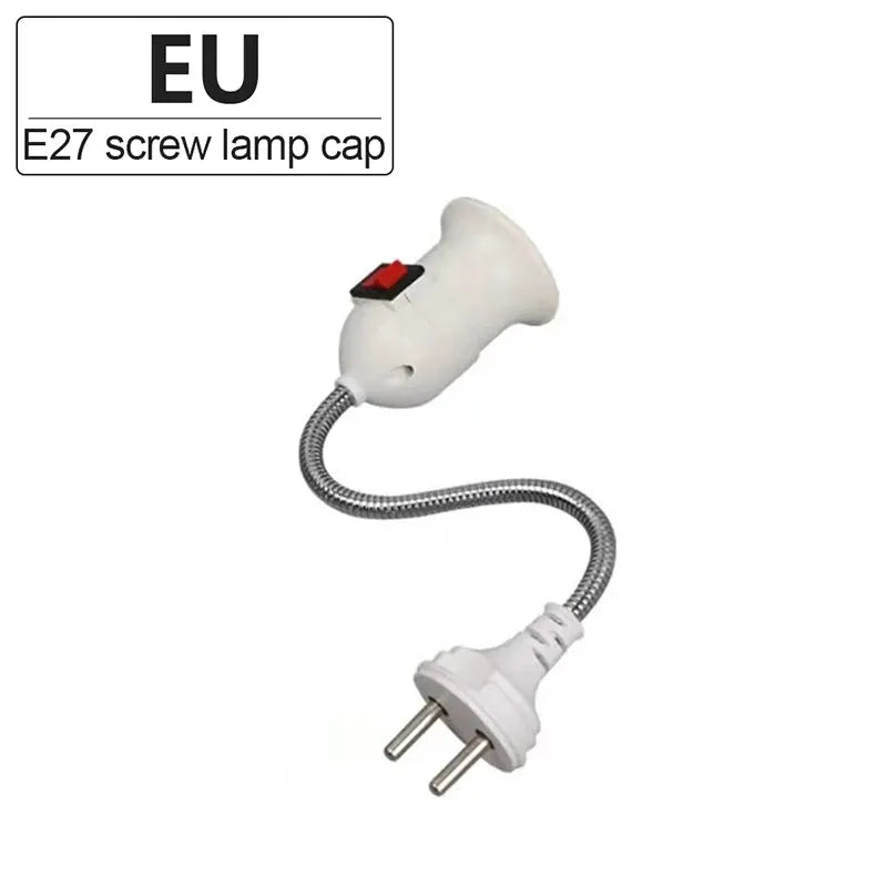 Direct Plug In Rotary Lamp Head E27 Socket Converter With Switch EU US Plug Lamp Holder For LED Table Lamp Base