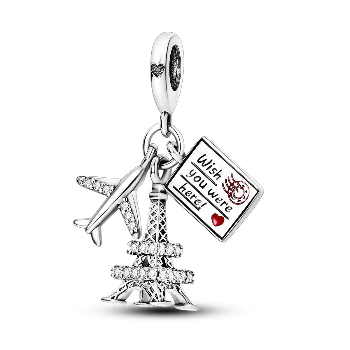 Travel Charm 925 Silver Plane Pendant Eiffel Tower Bead Charm For Bracelet Women Fashion Jewelry