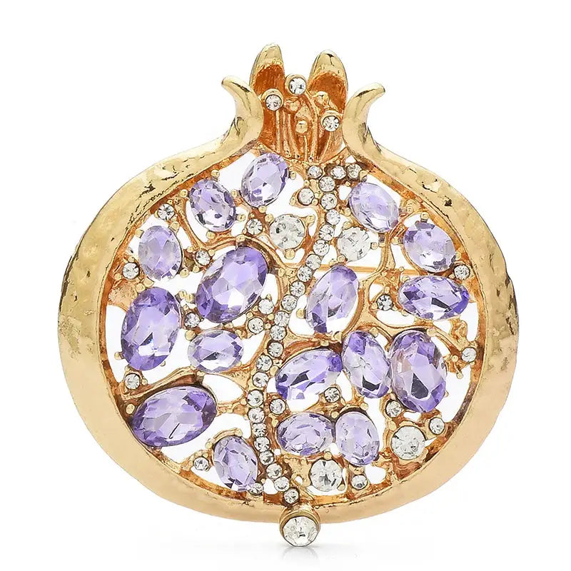 Wuli Baby Red Crystal Pomegranate Plant Brooch Pin For Women Summer Jewelry Gift Bag Accessory