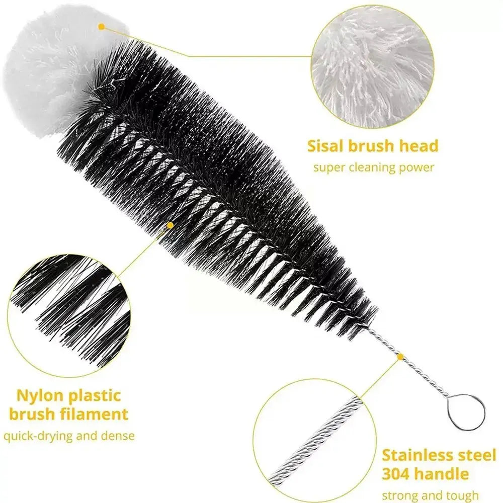Durable SodaStream bottle brush with stainless steel handle and dense nylon bristles for glassware and bottles