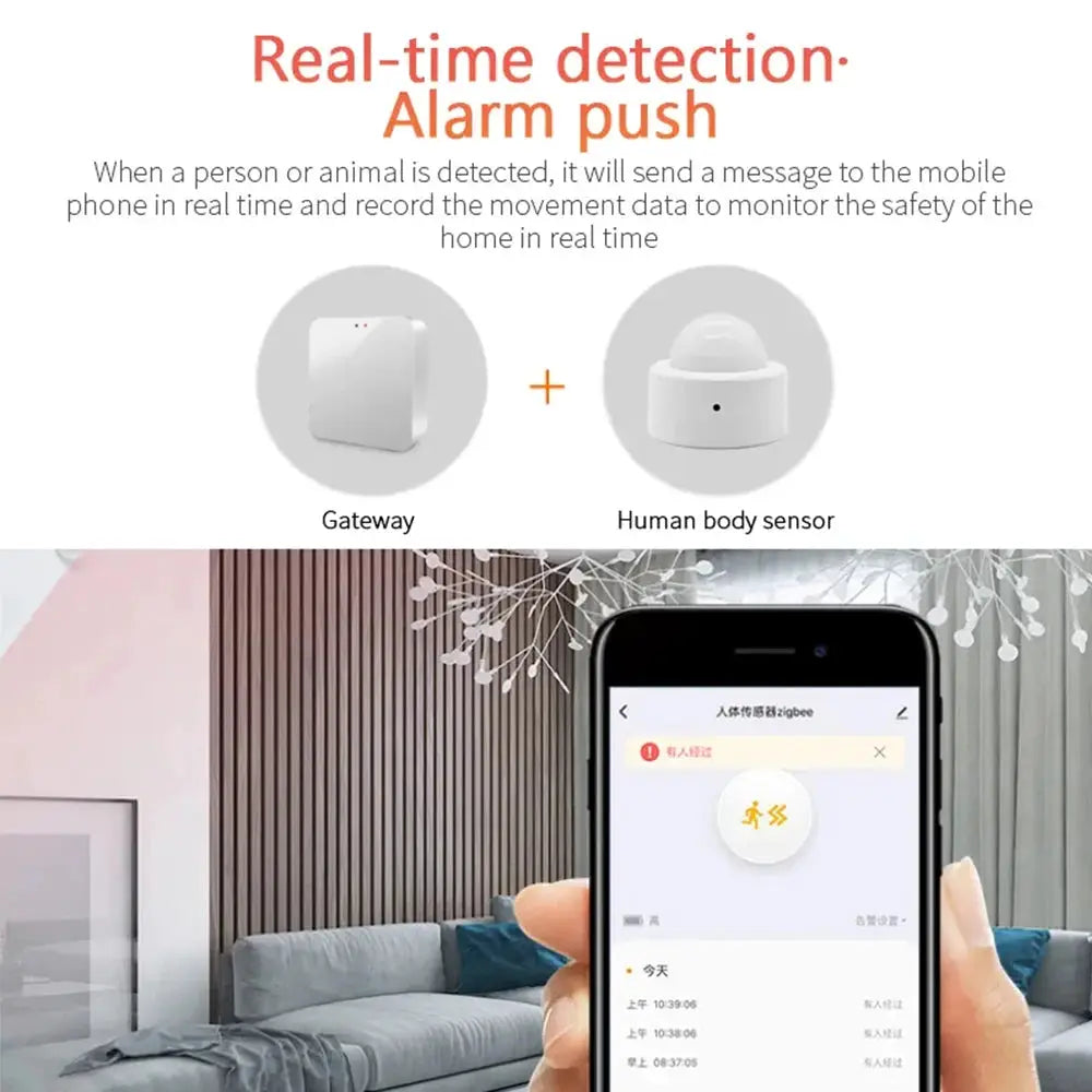 Simples Market Tuya Zigbee 2-in-1 PIR motion detector with lux sensor; white gateway and dome sensor