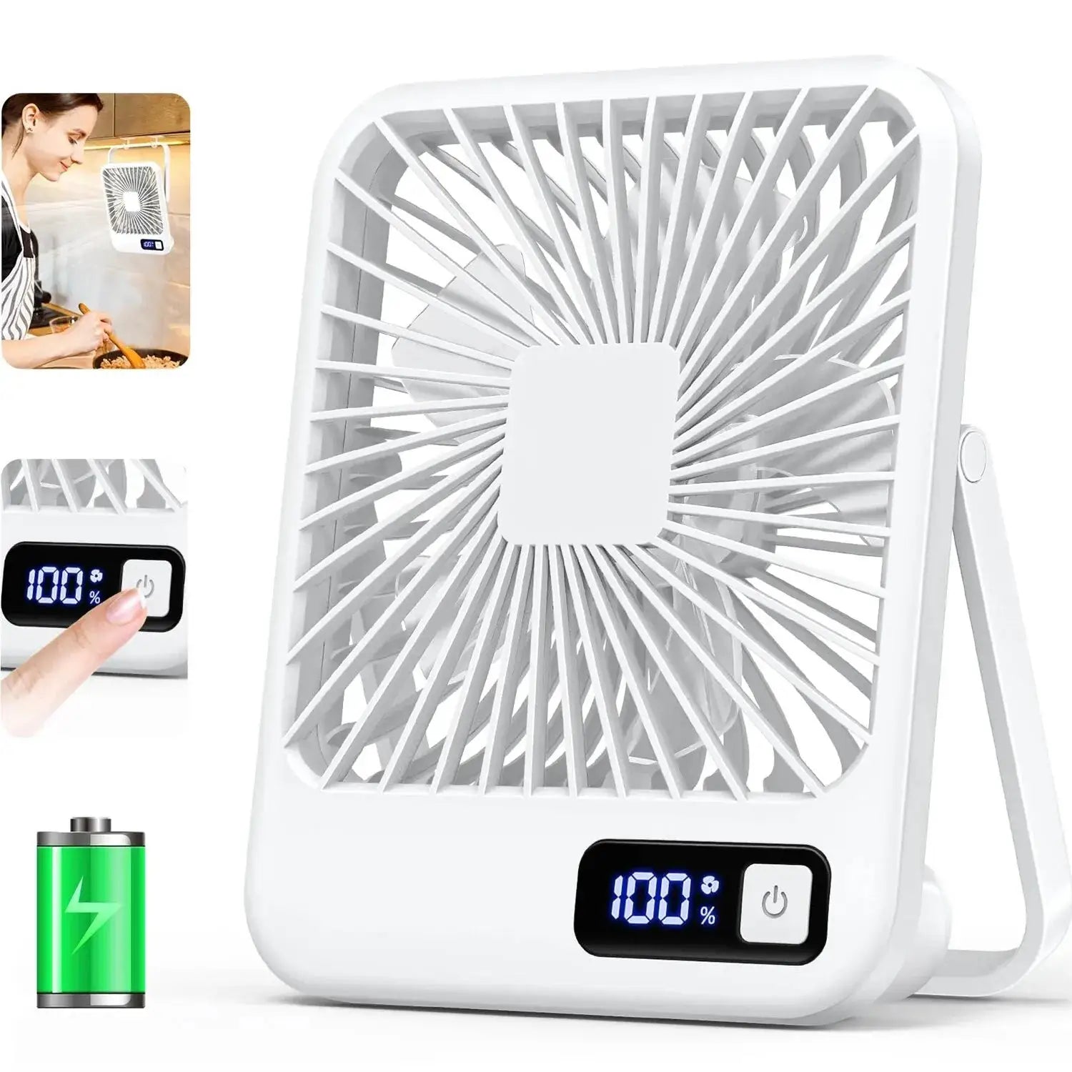 Portable USB Desk Fan With 180 Degree Tilt Folding And Power Display