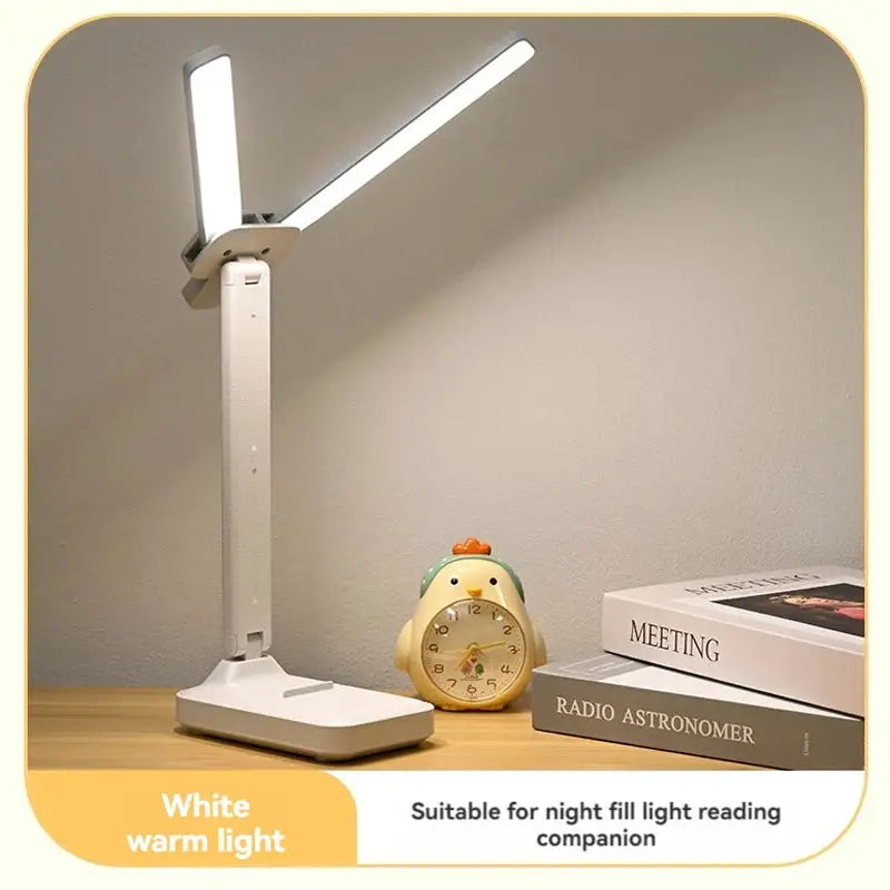 LuminaDesk Dual Head LED Desk Lamp Foldable Dimmable Reading Light With USB Rechargeable Battery