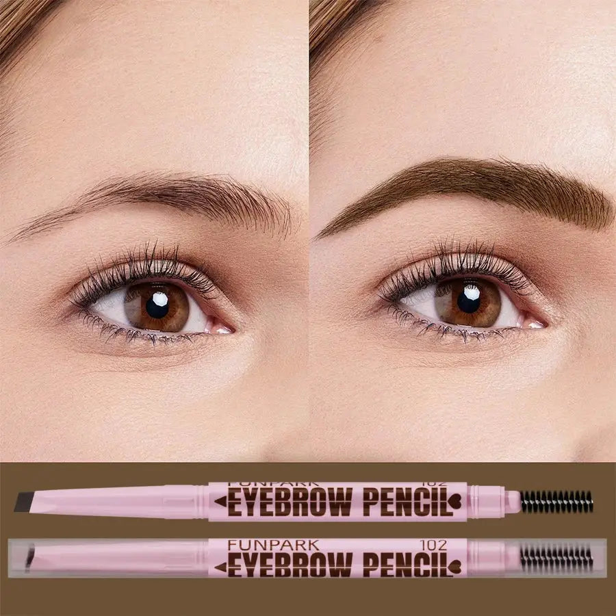 Glamourix 2 In 1 Eyebrow Pencil And Brush Waterproof Long Lasting Five Colors For Natural Definition