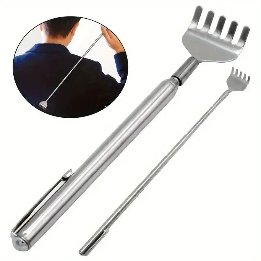 Compact Telescopic Back Massager Stainless Steel Portable Extendable Back Scratcher Gift for Birthday and Christmas