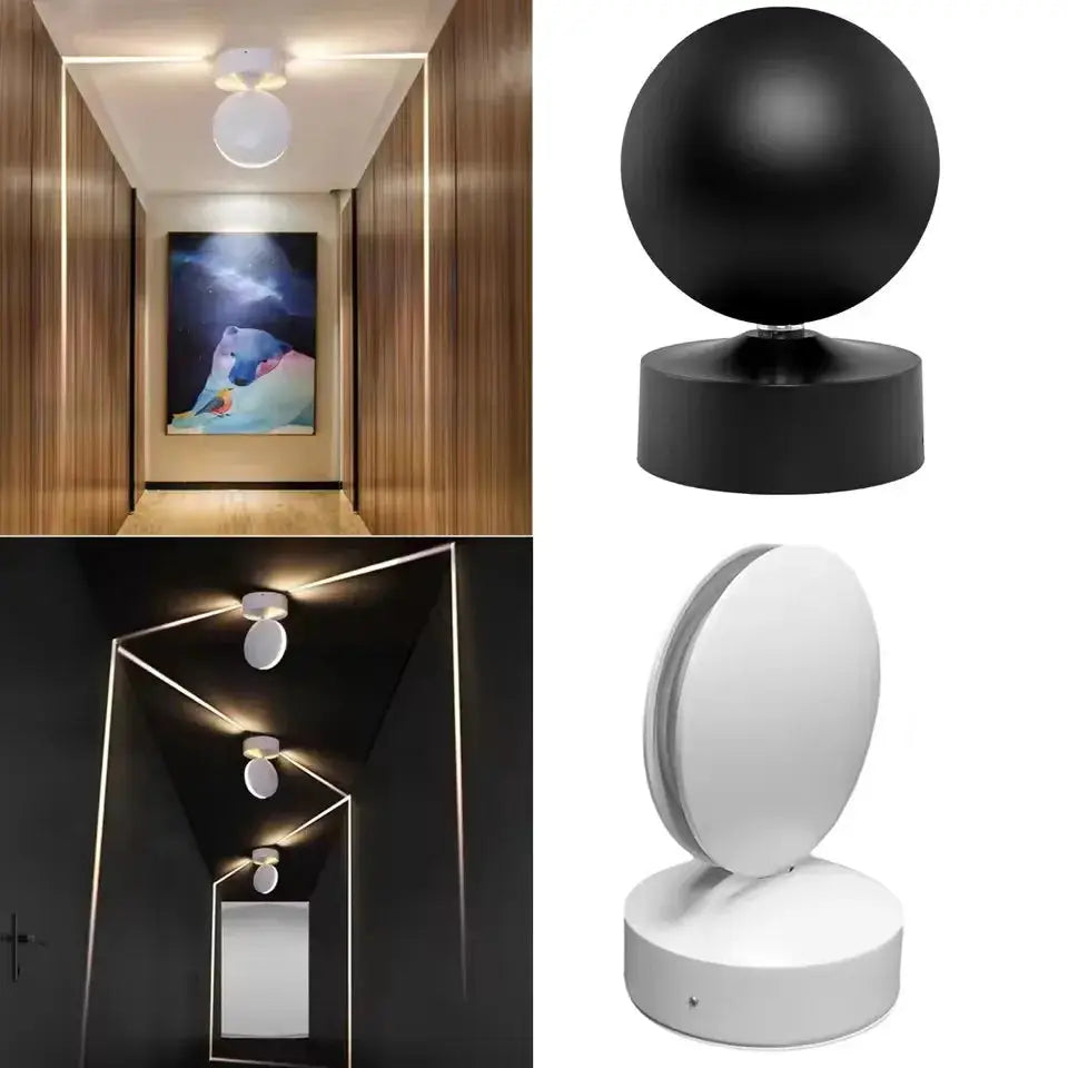 Simples Market 9W LED Window Sill Lamp, cob narrow beam; black or white spherical head, rotatable angle