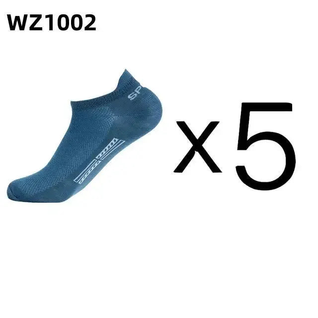 5 Pairs Men Ankle Socks Breathable Cotton Elastane Sports Mesh Casual Athletic Summer Thin Short Size 38 to 45