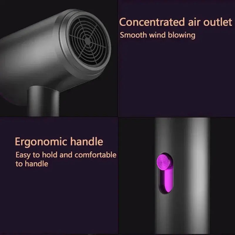 Simples Market high-speed professional hair dryer with ergonomic handle and purple control button.