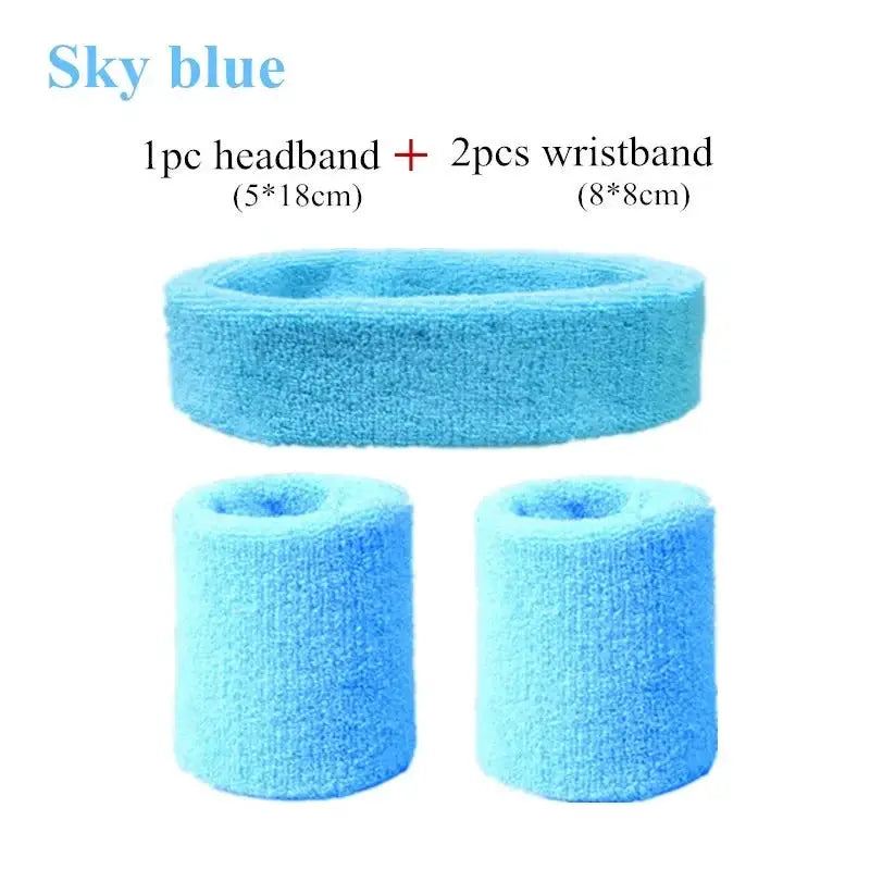 Fashion Sports Headband And Wristband Towel Set Sweatband Cotton Blend For Women And Men Cycling Gym Basketball Tennis