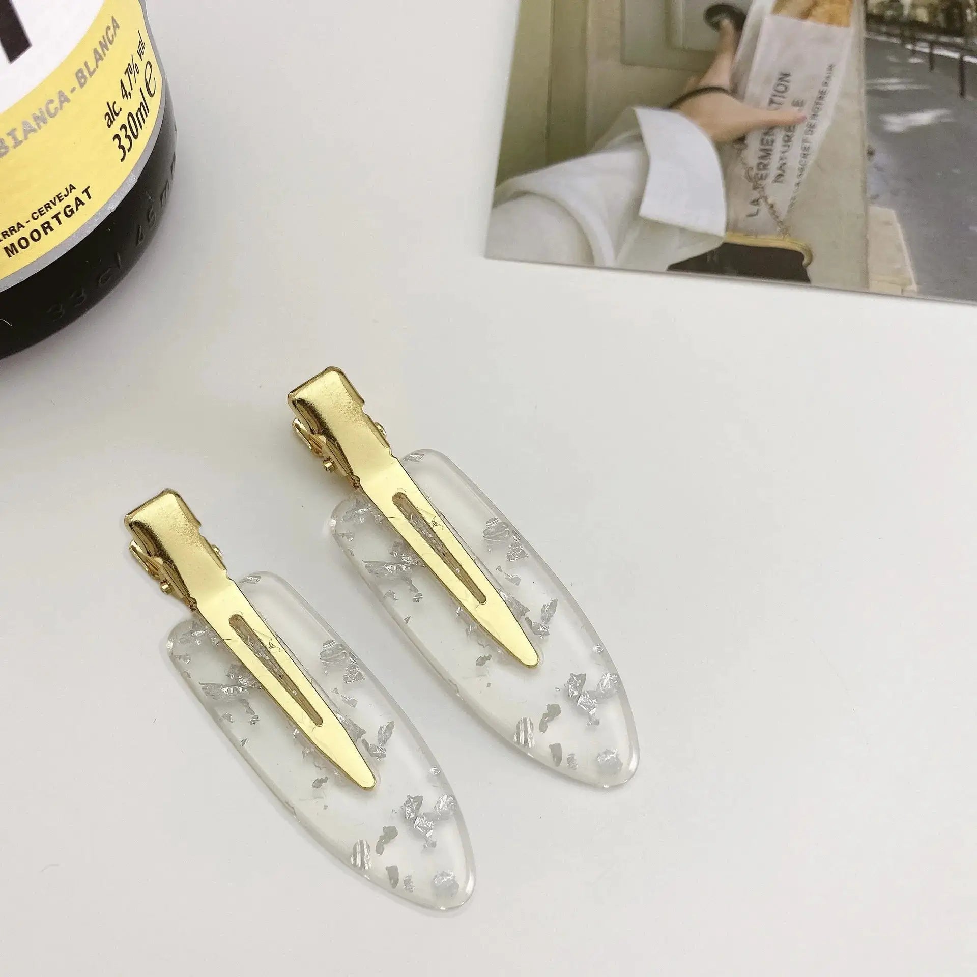 LuxeHair No Bend Hair Clips 2 Piece Set Pink Acrylic Finish For Strong Hold Without Damaging Hair