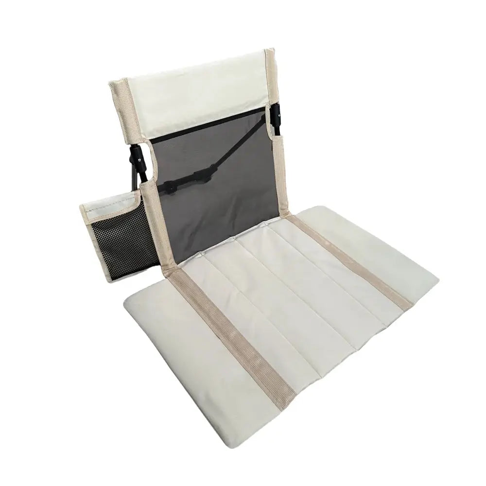 Simples Market outdoor foldable camping chair with Oxford cloth, cream backrest cushion and side pocket