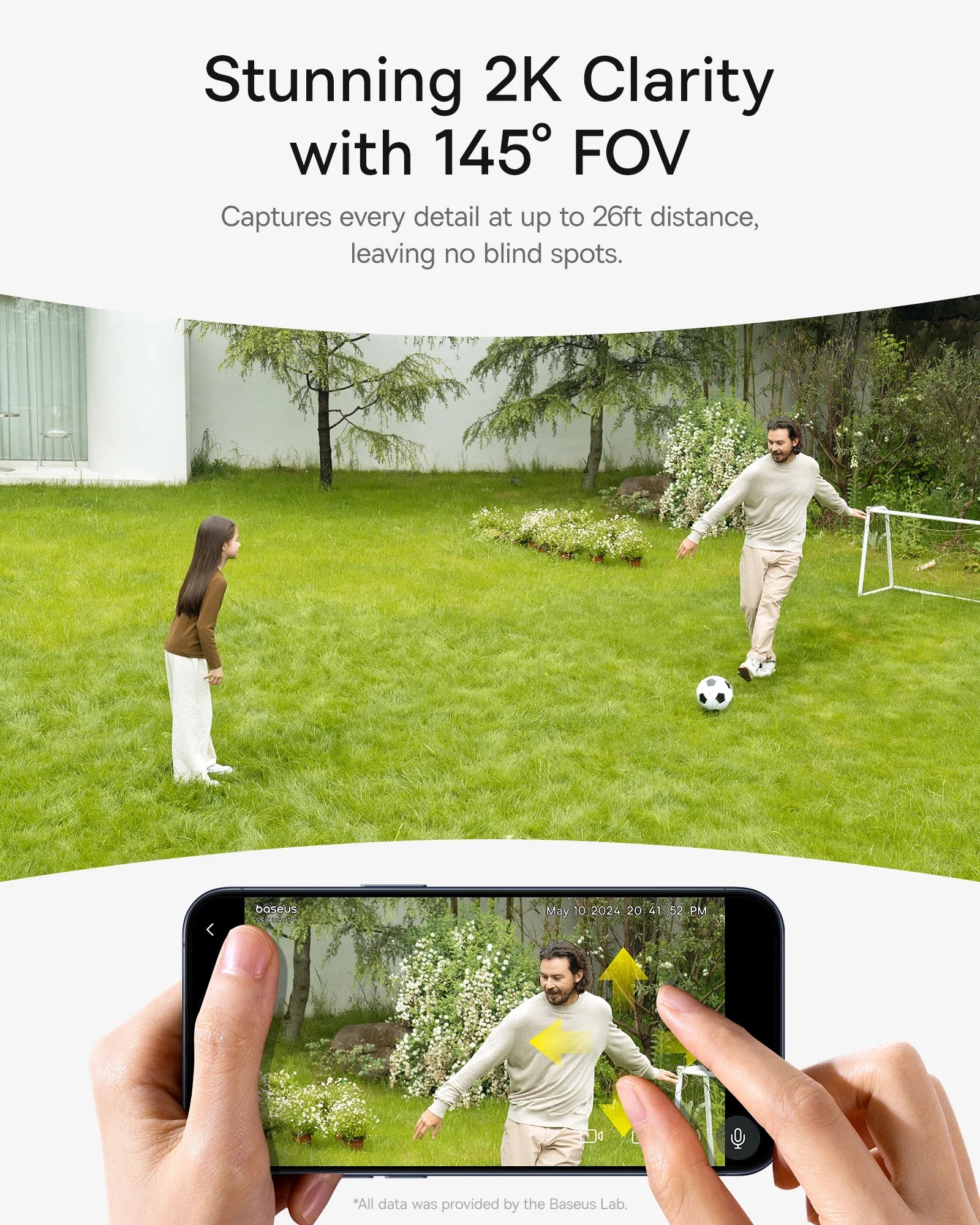 Baseus S1 outdoor security camera, solar wireless, 2K, 145° FOV, sunlight-tracking by Simples Market