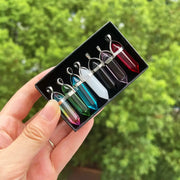 7 Piece Set Bullet Shape Healing Pointed Chakra Beads Crystals Glass For Jewelry Making And Home Decor