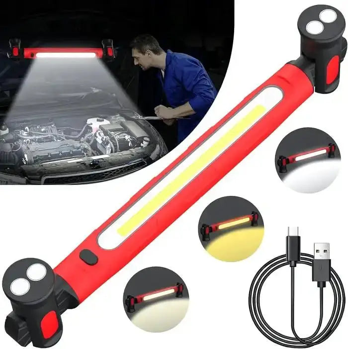 LED Magnetic Work Light Rechargeable Underhood Lamp With Hooks Rotating Magnetic Base For Car Repair Emergency Q1J1