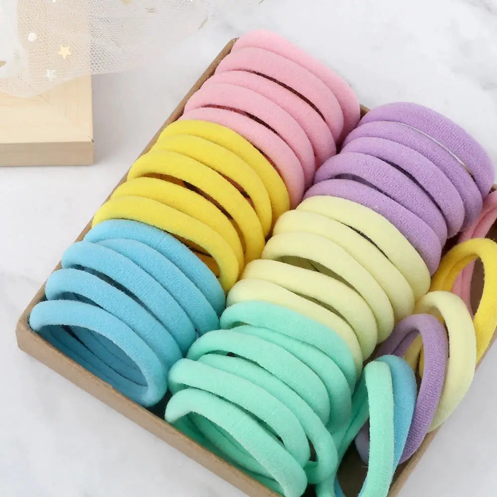 NovaHair 50 Pcs Mixed Colors Hair Bands 4 Cm Elastic Hair Ties Ponytail Holders Gentle Hold For Everyday Ponytails