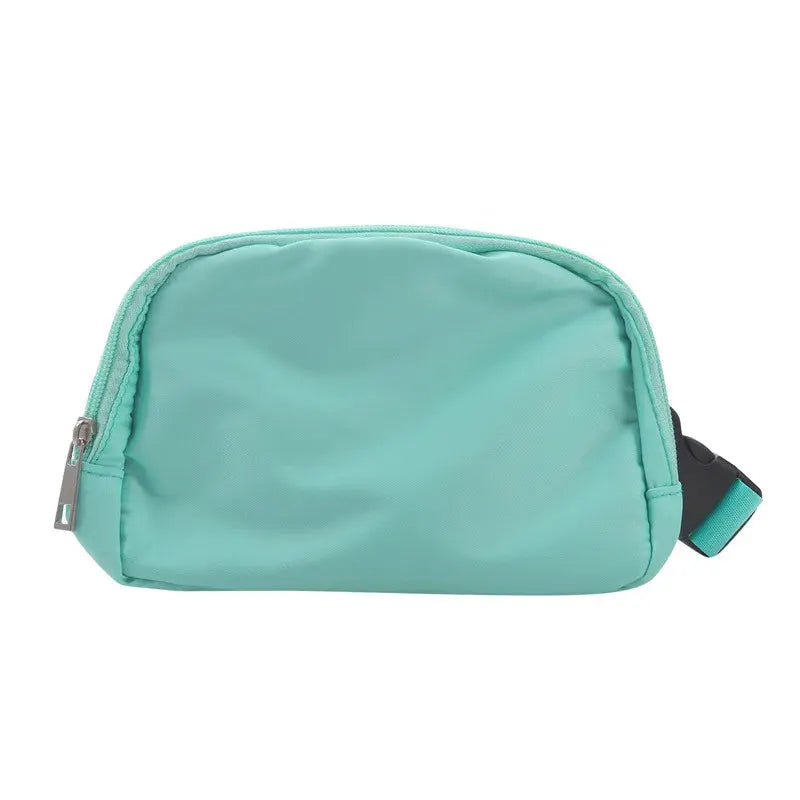 Waist bag fanny pack in turquoise with zipper and adjustable strap