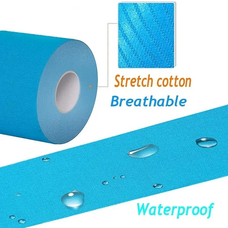 Simples Market blue kinesio tape roll; stretch cotton, breathable, waterproof athletic tape